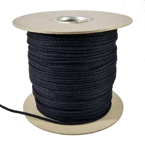 3mm Black Braided Cotton Cord - 250m reel